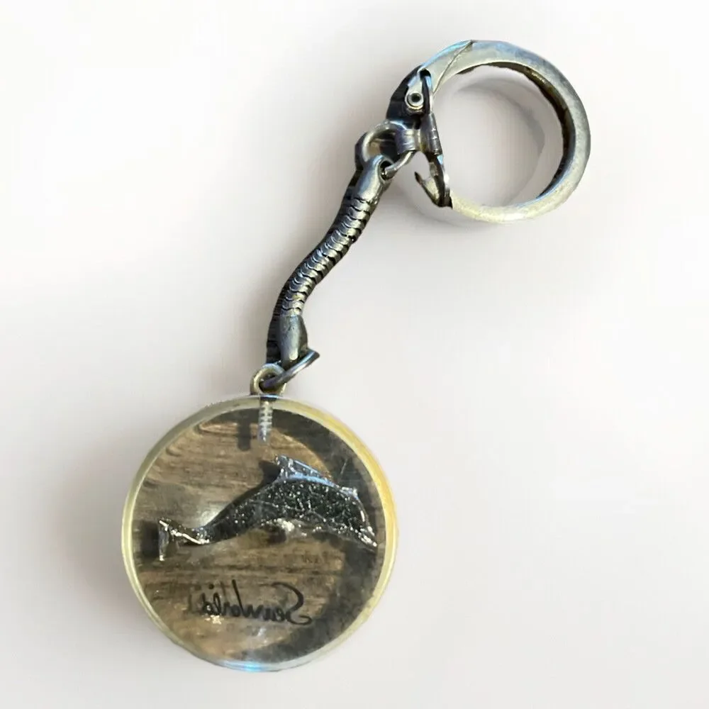 Vintage 1980s SeaWorld Epoxy Keychain Dolphin - Orlando, Florida